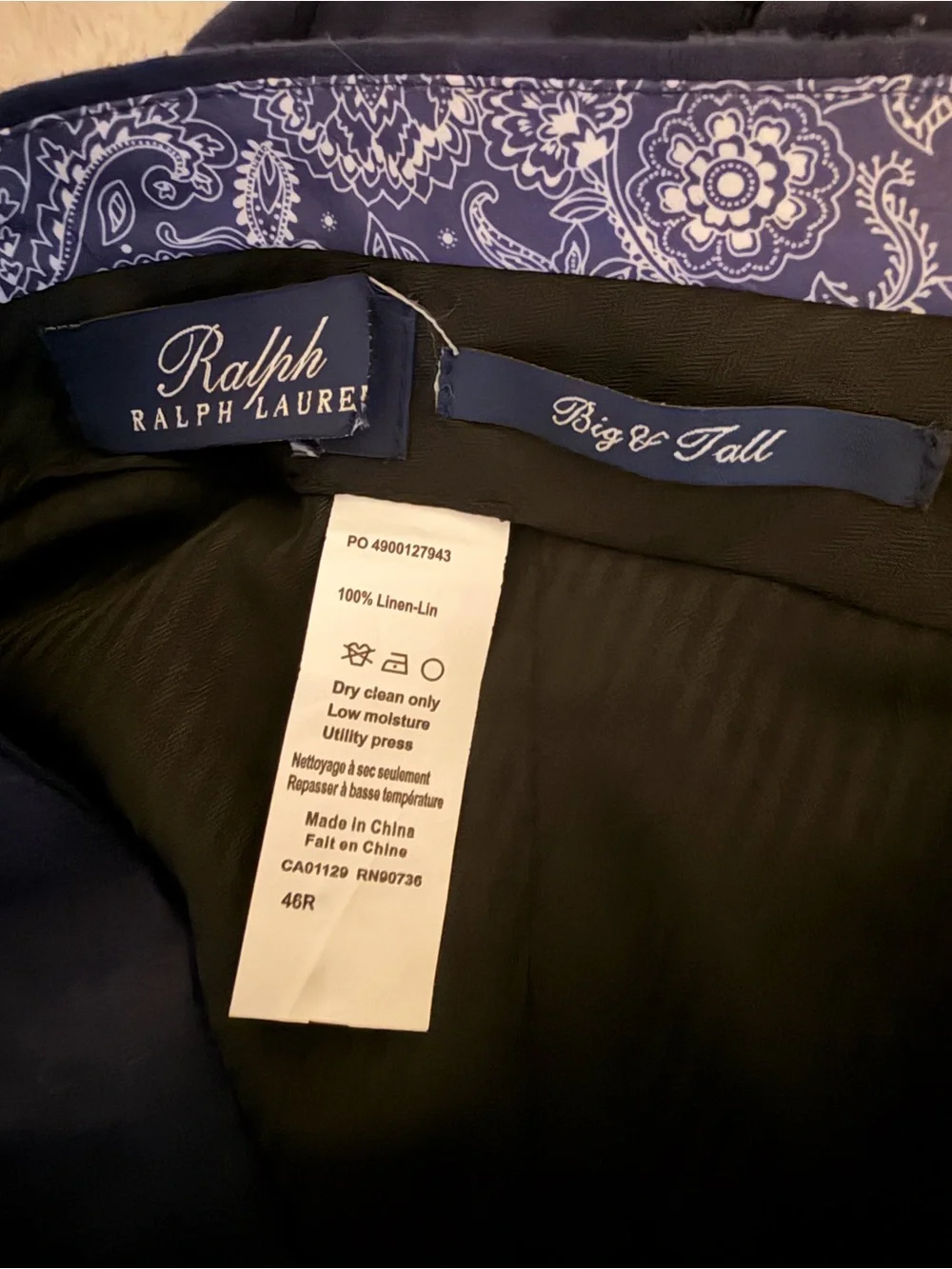 Ralph Lauren Navy Linen-Blend Trousers